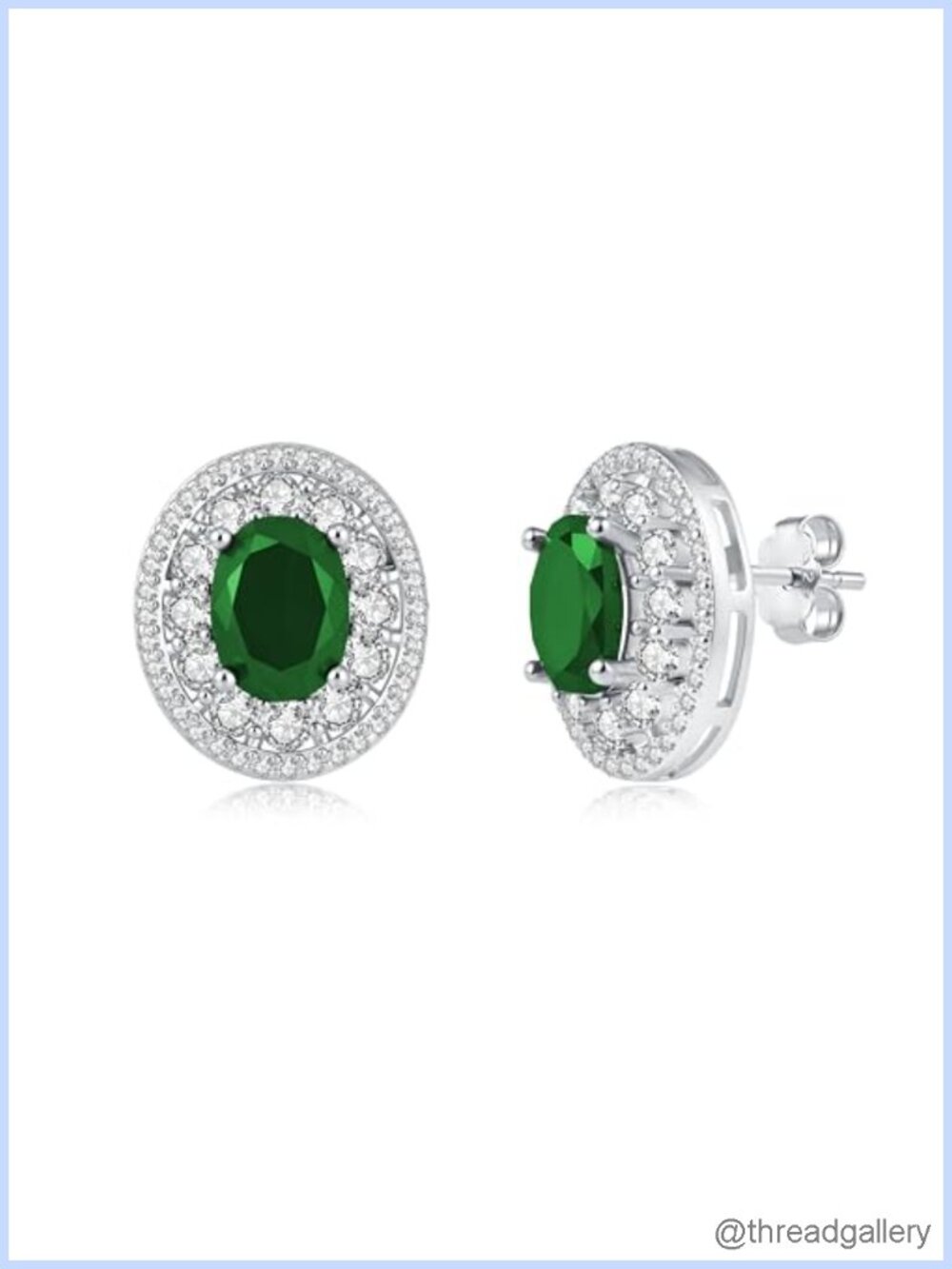 925 Sterling Silver Birthstone Halo Stud Earrings Oval Pear